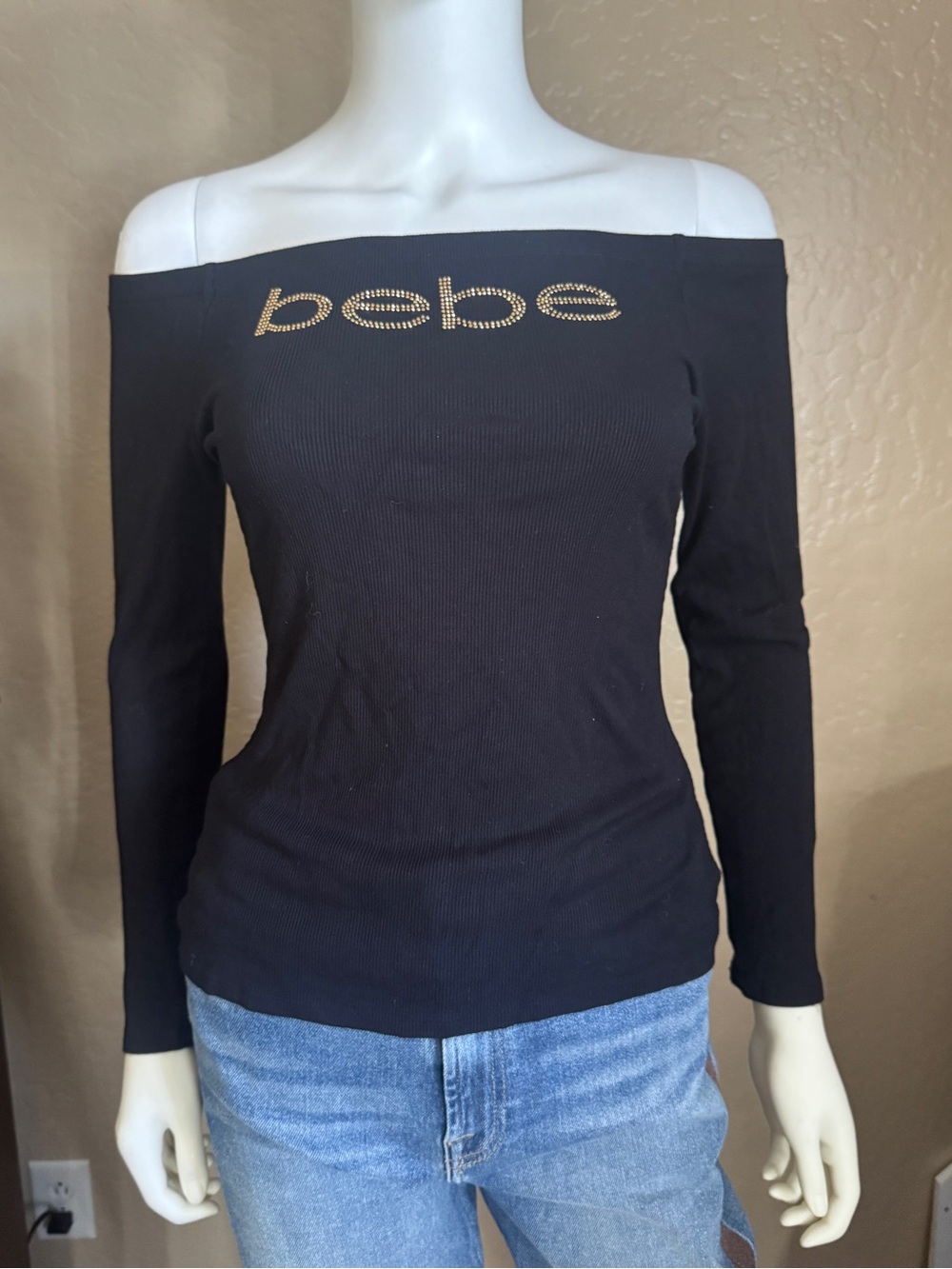 Bebé black long sleeve top medium